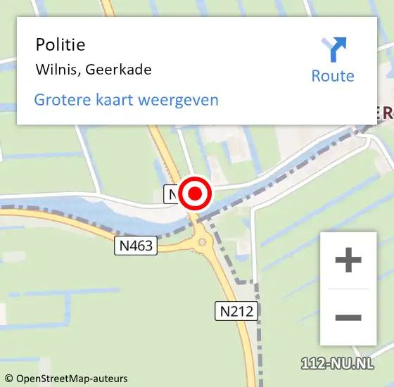 Locatie op kaart van de 112 melding: Politie Wilnis, Geerkade op 9 november 2019 12:47