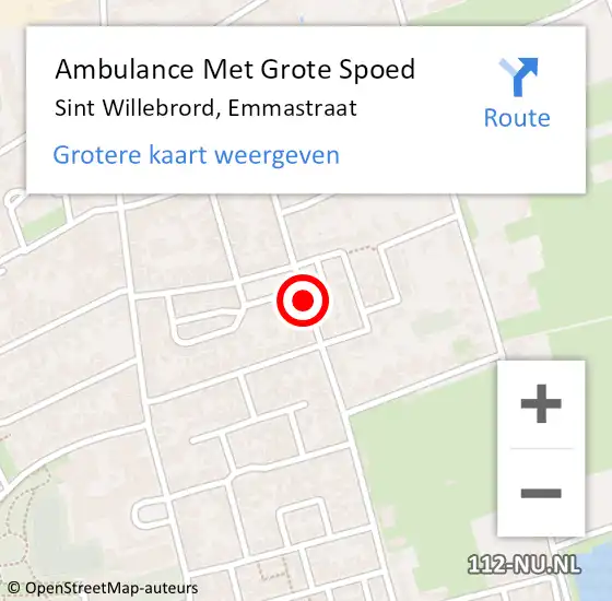 Locatie op kaart van de 112 melding: Ambulance Met Grote Spoed Naar Sint Willebrord, Emmastraat op 9 november 2019 12:59