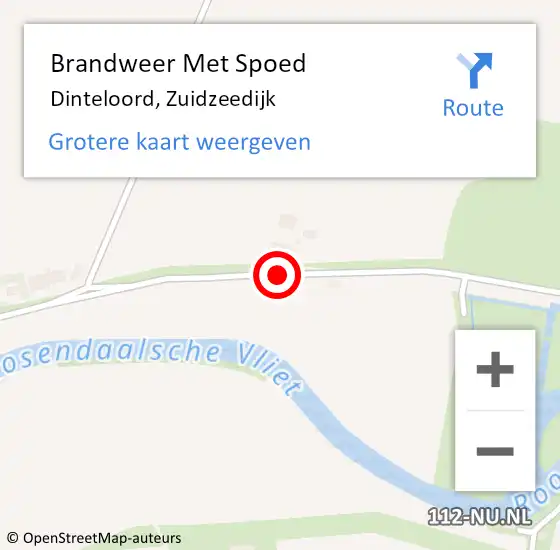 Locatie op kaart van de 112 melding: Brandweer Met Spoed Naar Dinteloord, Zuidzeedijk op 9 november 2019 13:40