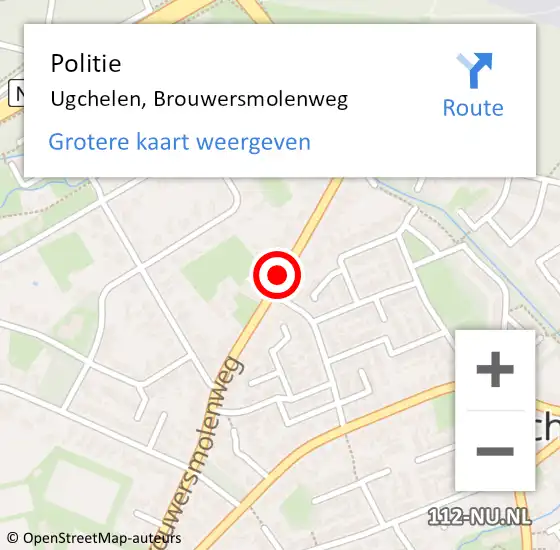 Locatie op kaart van de 112 melding: Politie Ugchelen, Brouwersmolenweg op 9 november 2019 13:56