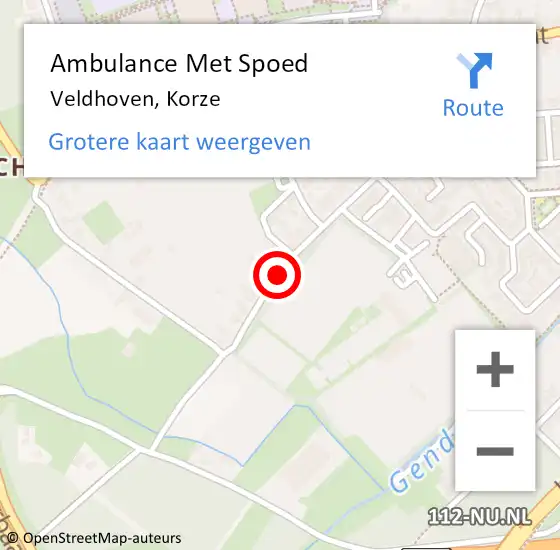 Locatie op kaart van de 112 melding: Ambulance Met Spoed Naar Veldhoven, Korze op 9 november 2019 14:21