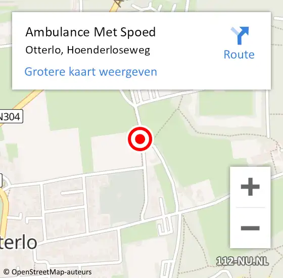 Locatie op kaart van de 112 melding: Ambulance Met Spoed Naar Otterlo, Hoenderloseweg op 9 november 2019 16:20