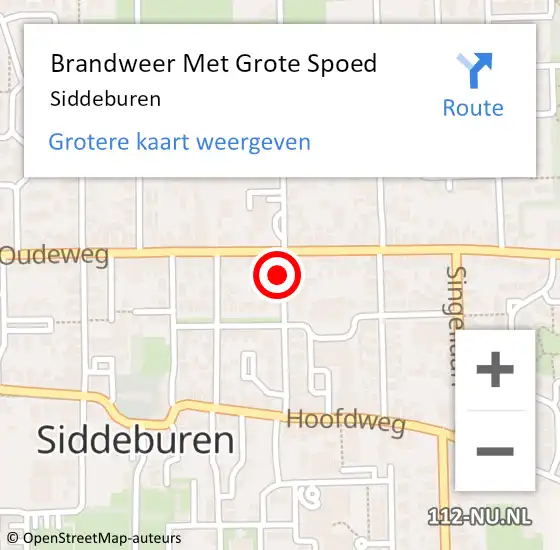 Locatie op kaart van de 112 melding: Brandweer Met Grote Spoed Naar Siddeburen op 9 november 2019 16:29