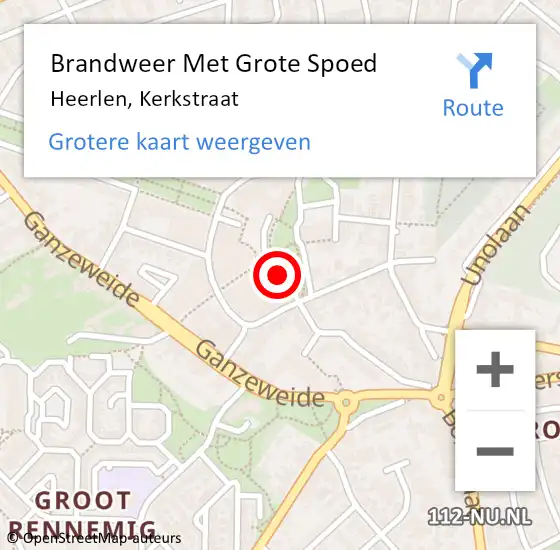 Locatie op kaart van de 112 melding: Brandweer Met Grote Spoed Naar Heerlen, Kerkstraat op 9 november 2019 17:00