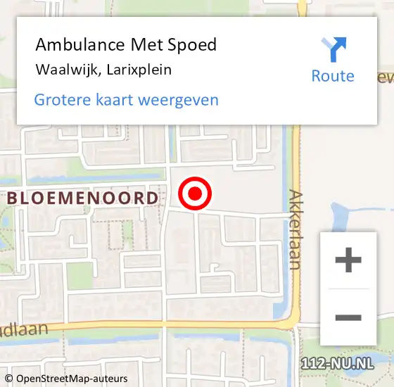 Locatie op kaart van de 112 melding: Ambulance Met Spoed Naar Waalwijk, Larixplein op 9 november 2019 17:10