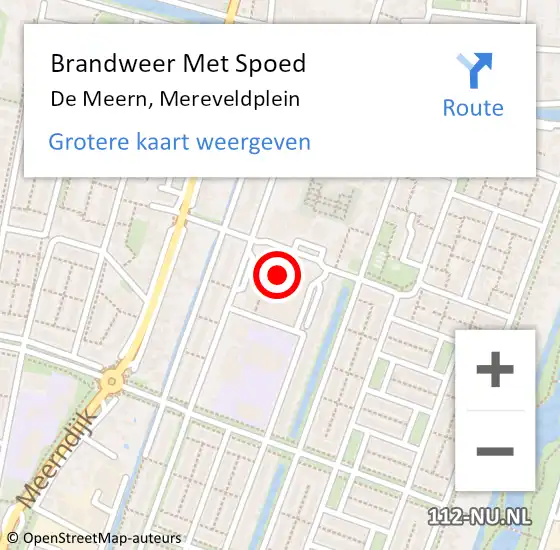 Locatie op kaart van de 112 melding: Brandweer Met Spoed Naar De Meern, Mereveldplein op 9 november 2019 17:37