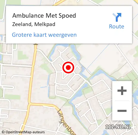 Locatie op kaart van de 112 melding: Ambulance Met Spoed Naar Zeeland, Melkpad op 9 november 2019 17:38