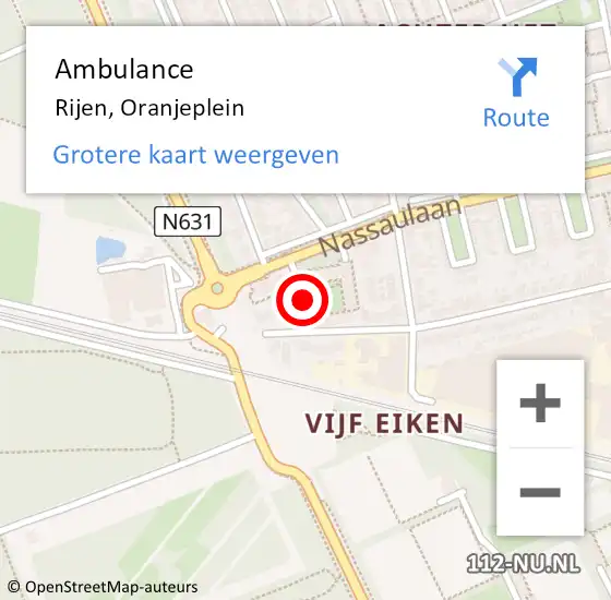 Locatie op kaart van de 112 melding: Ambulance Rijen, Oranjeplein op 9 november 2019 17:50