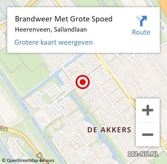 Locatie op kaart van de 112 melding: Brandweer Met Grote Spoed Naar Heerenveen, Sallandlaan op 9 november 2019 18:02