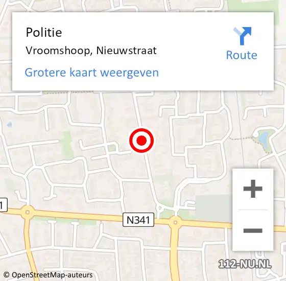 Locatie op kaart van de 112 melding: Politie Vroomshoop, Nieuwstraat op 9 november 2019 18:04