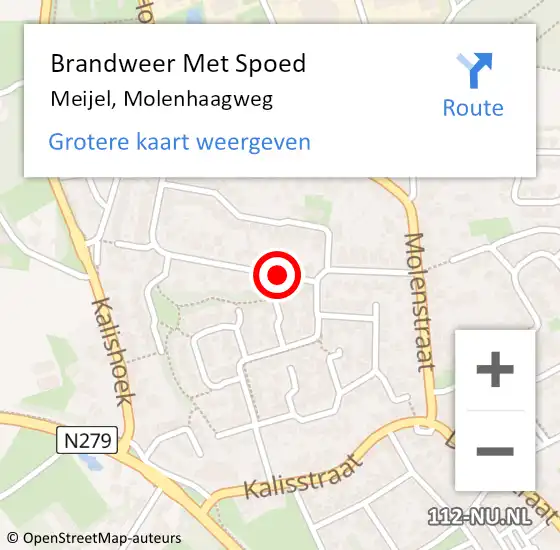 Locatie op kaart van de 112 melding: Brandweer Met Spoed Naar Meijel, Molenhaagweg op 9 november 2019 18:26