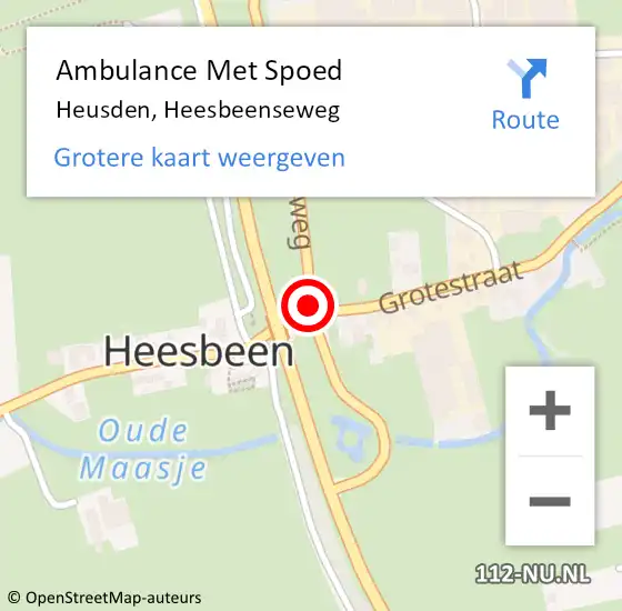 Locatie op kaart van de 112 melding: Ambulance Met Spoed Naar Heusden, Heesbeenseweg op 9 november 2019 18:43