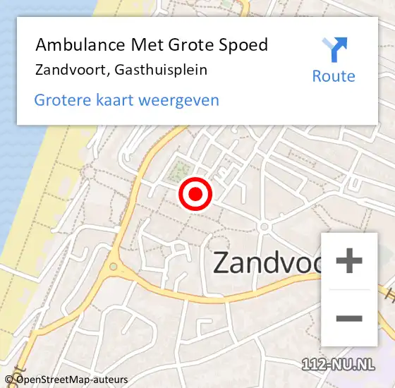 Locatie op kaart van de 112 melding: Ambulance Met Grote Spoed Naar Zandvoort, Gasthuisplein op 9 november 2019 18:54