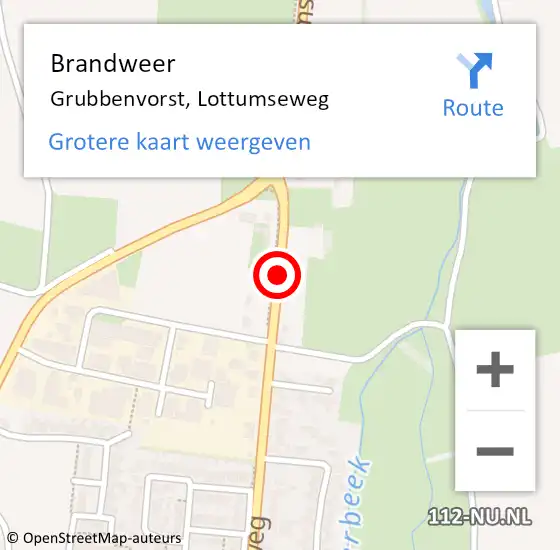 Locatie op kaart van de 112 melding: Brandweer Grubbenvorst, Lottumseweg op 9 november 2019 19:49