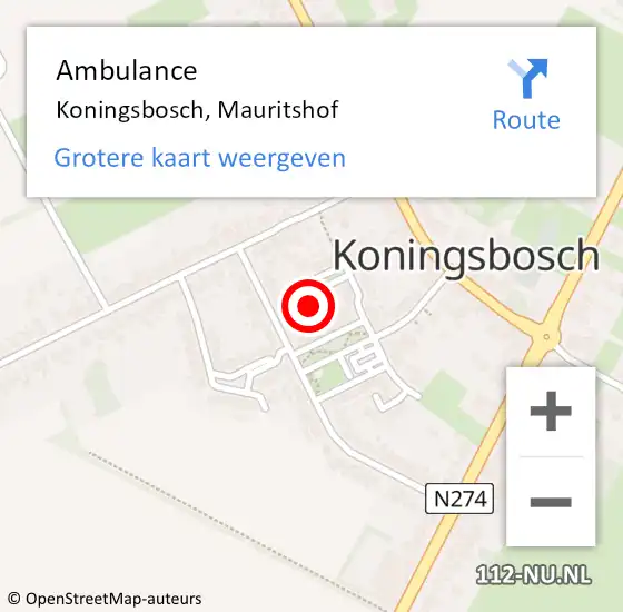 Locatie op kaart van de 112 melding: Ambulance Koningsbosch, Mauritshof op 19 april 2014 10:27