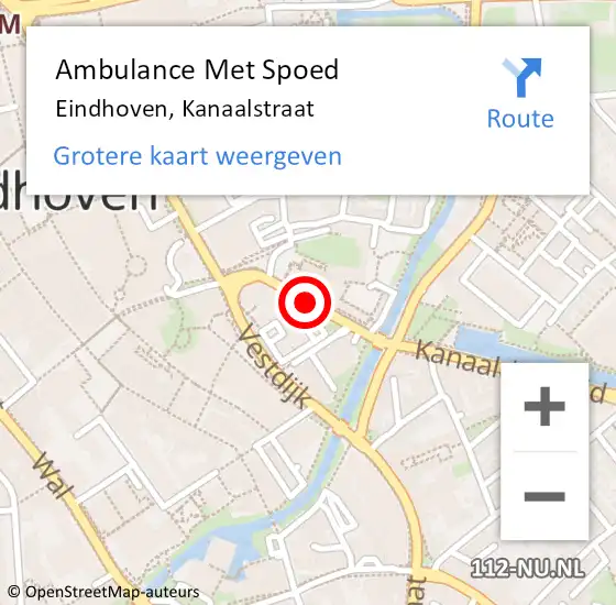 Locatie op kaart van de 112 melding: Ambulance Met Spoed Naar Eindhoven, Kanaalstraat op 9 november 2019 20:33