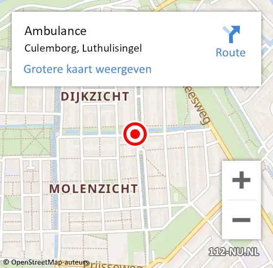 Locatie op kaart van de 112 melding: Ambulance Culemborg, Luthulisingel op 9 november 2019 21:17