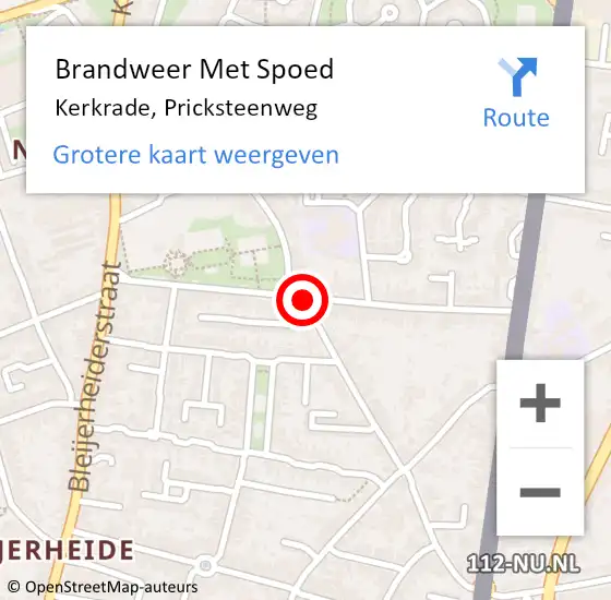 Locatie op kaart van de 112 melding: Brandweer Met Spoed Naar Kerkrade, Pricksteenweg op 9 november 2019 21:40