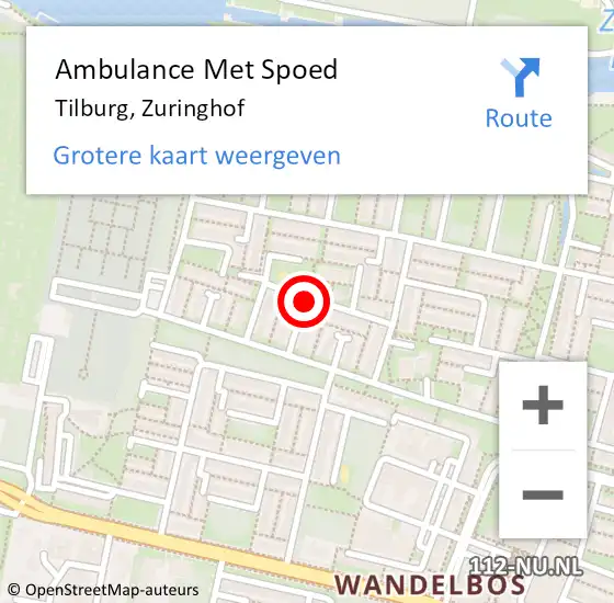 Locatie op kaart van de 112 melding: Ambulance Met Spoed Naar Tilburg, Zuringhof op 10 november 2019 02:44