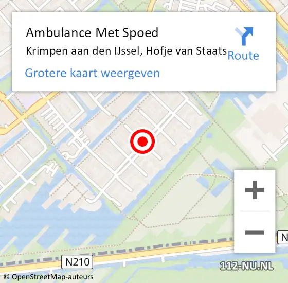 Locatie op kaart van de 112 melding: Ambulance Met Spoed Naar Krimpen aan den IJssel, Hofje van Staats op 10 november 2019 03:15