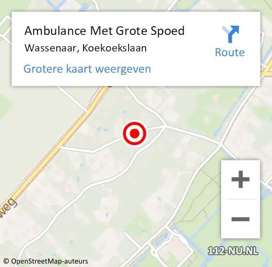 Locatie op kaart van de 112 melding: Ambulance Met Grote Spoed Naar Wassenaar, Koekoekslaan op 10 november 2019 05:17