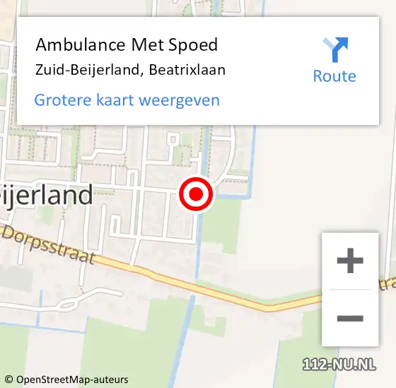 Locatie op kaart van de 112 melding: Ambulance Met Spoed Naar Zuid-Beijerland, Beatrixlaan op 10 november 2019 07:45