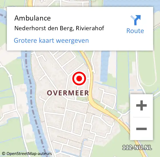 Locatie op kaart van de 112 melding: Ambulance Nederhorst den Berg, Rivierahof op 19 april 2014 11:01