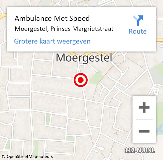 Locatie op kaart van de 112 melding: Ambulance Met Spoed Naar Moergestel, Prinses Margrietstraat op 10 november 2019 08:02