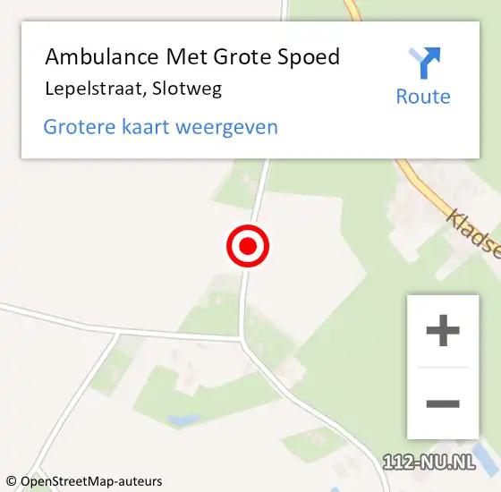 Locatie op kaart van de 112 melding: Ambulance Met Grote Spoed Naar Lepelstraat, Slotweg op 10 november 2019 09:08