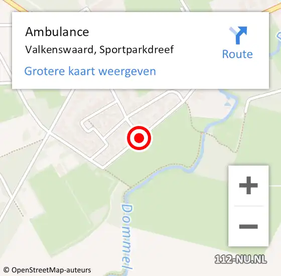 Locatie op kaart van de 112 melding: Ambulance Valkenswaard, Sportparkdreef op 10 november 2019 09:36
