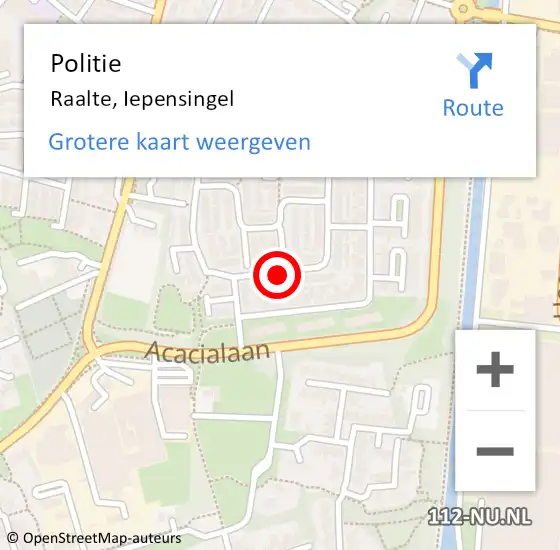 Locatie op kaart van de 112 melding: Politie Raalte, Iepensingel op 10 november 2019 10:09