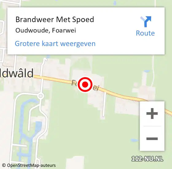 Locatie op kaart van de 112 melding: Brandweer Met Spoed Naar Oudwoude, Foarwei op 10 november 2019 10:32