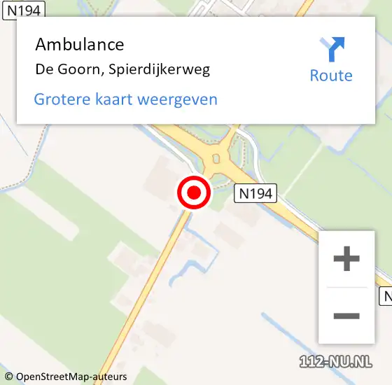 Locatie op kaart van de 112 melding: Ambulance De Goorn, Spierdijkerweg op 10 november 2019 10:48