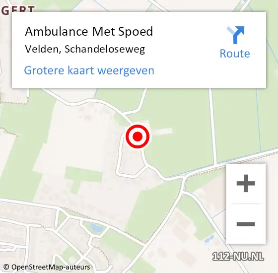 Locatie op kaart van de 112 melding: Ambulance Met Spoed Naar Velden, Schandeloseweg op 10 november 2019 11:25
