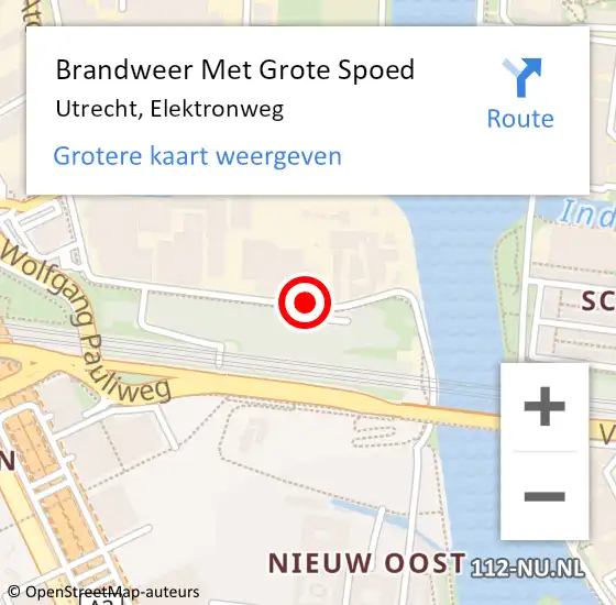 Locatie op kaart van de 112 melding: Brandweer Met Grote Spoed Naar Utrecht, Elektronweg op 10 november 2019 11:46