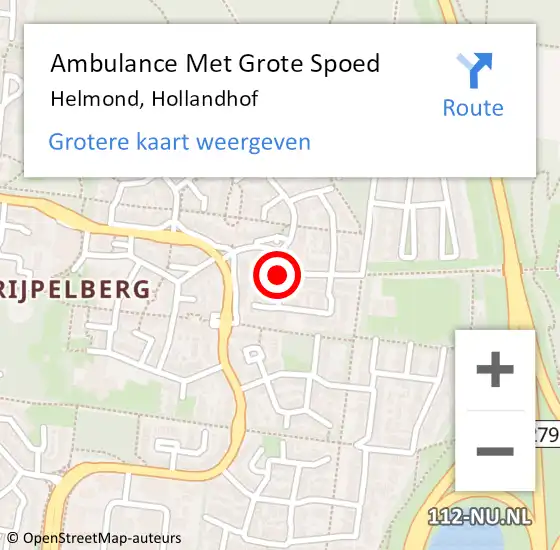 Locatie op kaart van de 112 melding: Ambulance Met Grote Spoed Naar Helmond, Hollandhof op 10 november 2019 11:56