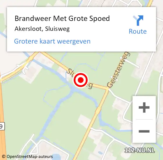 Locatie op kaart van de 112 melding: Brandweer Met Grote Spoed Naar Akersloot, Sluisweg op 10 november 2019 12:03