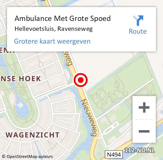 Locatie op kaart van de 112 melding: Ambulance Met Grote Spoed Naar Hellevoetsluis, Ravenseweg op 10 november 2019 12:12