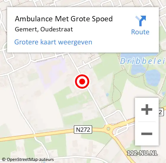 Locatie op kaart van de 112 melding: Ambulance Met Grote Spoed Naar Gemert, Oudestraat op 10 november 2019 12:15