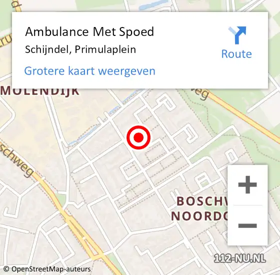 Locatie op kaart van de 112 melding: Ambulance Met Spoed Naar Schijndel, Primulaplein op 10 november 2019 12:33