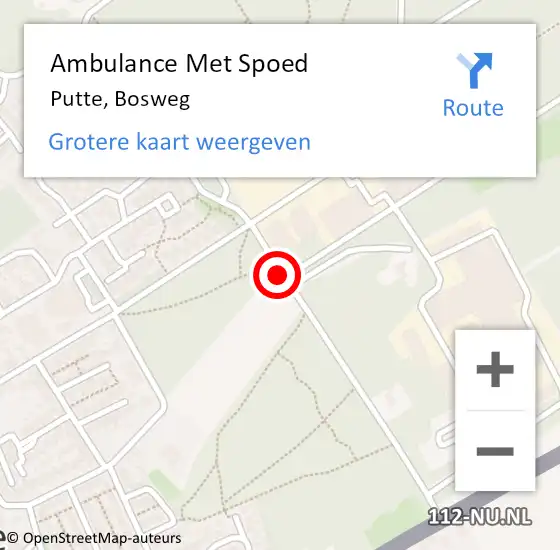 Locatie op kaart van de 112 melding: Ambulance Met Spoed Naar Putte, Bosweg op 10 november 2019 12:46