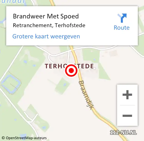 Locatie op kaart van de 112 melding: Brandweer Met Spoed Naar Retranchement, Terhofstede op 19 april 2014 11:24