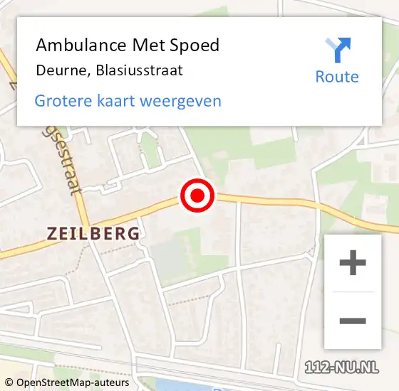 Locatie op kaart van de 112 melding: Ambulance Met Spoed Naar Deurne, Blasiusstraat op 10 november 2019 13:00