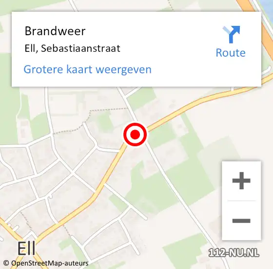 Locatie op kaart van de 112 melding: Brandweer Ell, Sebastiaanstraat op 10 november 2019 13:36