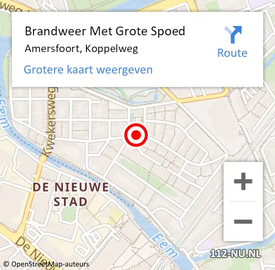 Locatie op kaart van de 112 melding: Brandweer Met Grote Spoed Naar Amersfoort, Koppelweg op 10 november 2019 13:50