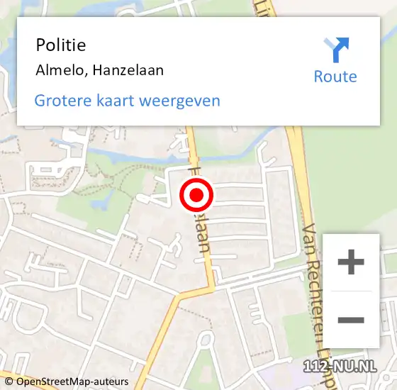 Locatie op kaart van de 112 melding: Politie Almelo, Hanzelaan op 10 november 2019 14:27