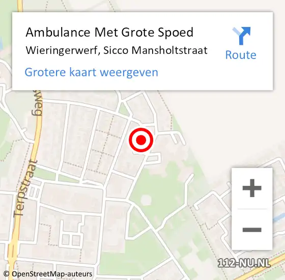 Locatie op kaart van de 112 melding: Ambulance Met Grote Spoed Naar Wieringerwerf, Sicco Mansholtstraat op 10 november 2019 14:45