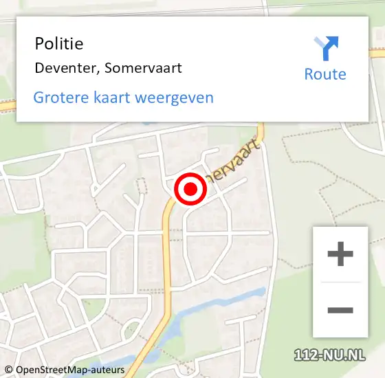 Locatie op kaart van de 112 melding: Politie Deventer, Somervaart op 10 november 2019 15:28