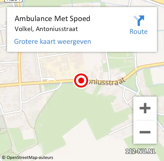 Locatie op kaart van de 112 melding: Ambulance Met Spoed Naar Volkel, Antoniusstraat op 10 november 2019 16:04