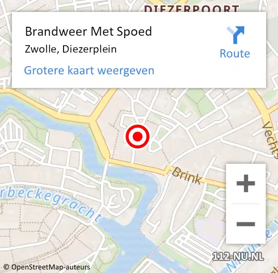 Locatie op kaart van de 112 melding: Brandweer Met Spoed Naar Zwolle, Diezerplein op 10 november 2019 16:20